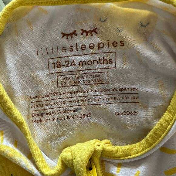 Little Sleepies Sunshine Zippy One-Piece Pajamas 18-24 mo - Picture 3 of 3